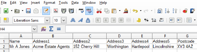 how do I prepare a mailmerge CSV address list?